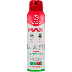 Аерозоль-спрей від комарів, кліщів та мошок VACO (Вако) MAX (Макс) DEET 30% репелентний з пантенолом 100 мл