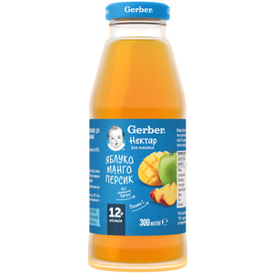 Нектар детский NESTLE GERBER (Нестле Гербер) яблочно-мангово-персиковый с 12 месяцев 300 мл