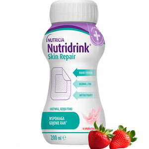 Продукт питания для специальных медицинских целей: энтеральное питание Nutridrink Skin Repair (Нутридринк Скин Репеар) со вкусом клубники 4 х 200 мл