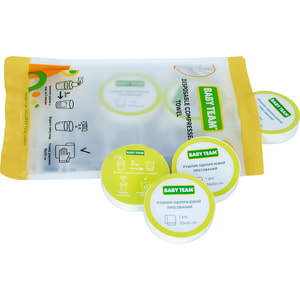 Рушники одноразові BABY TEAM (Бебі Тім) артикул 0155 пресовані размер 30 см х 50 см 6 шт