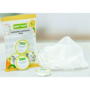 Рушники одноразові BABY TEAM (Бебі Тім) артикул 0155 пресовані размер 30 см х 50 см 6 шт