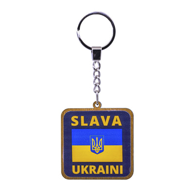 Підвіс з патриотичною символікою розмір 4,4 см х 7,5 см №1 в асортименті, дерево