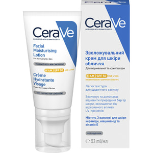 Крем для лица CERAVE (Сераве) для нормальной и сухой кожи легкий увлажняющий SPF50 52 мл