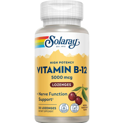 Витамин B-12 5000 мкг SOLARAY (Солорай) Vitamin B-12 леденцы флакон 30 шт