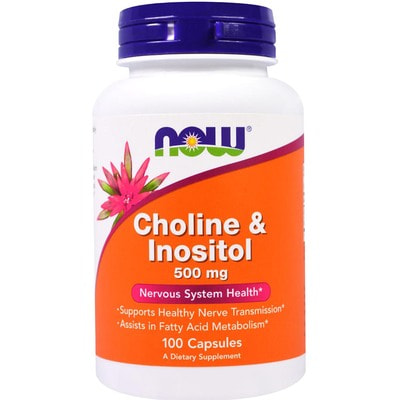 Холін та інозитол NOW (Нау) Choline & Inositol 250/250 mg капсули для покращення роботи нервової системи флакон 100 шт