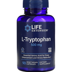 L-Триптофан LIFE EXTENSION (Лайф Экстэншн) L-Tryptophan для природного улучшения сна и уменьшения стресса капсулы по 500 мг флакон 90 шт