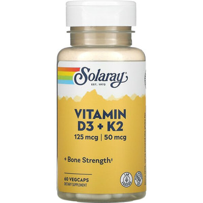 Вітамін D3+K2 SOLARAY (Солорай) Vitamin D3+K2 капсули флакон 60 шт