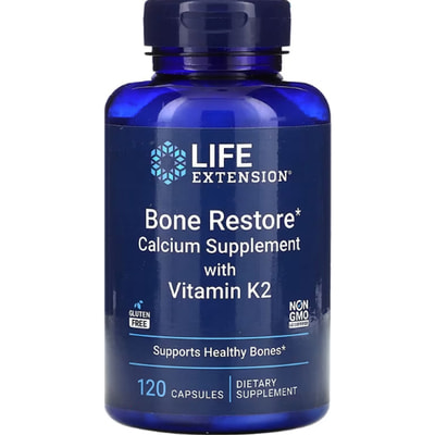 Восстановление костей LIFE EXTENSION (Лайф Экстэншн) Calcium supplement with vitamin K2 Кальций с витамином К2 капсулы флакон 120 шт