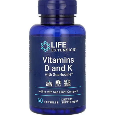 Витамин Д3 и К с морским йодом LIFE EXTENSION (Лайф Экстэншн) Vitamins D and K with Sea-Iodine капсулы флакон 60 шт