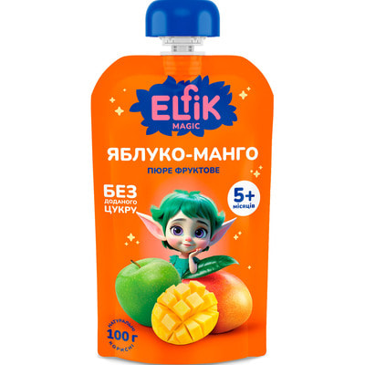 Пюре фруктовое детское ELFIK MAGIC (Эльфик меджик) яблоко, манго Doy-Pack 100 г