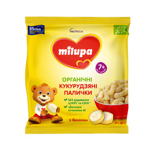 Палички дитячі органічні кукурузні Нутриція Milupa (Мілупа) з бананом з 7-ми місяців 20 г