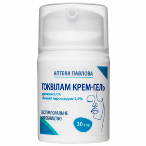 Токвилам крем-гель адапален 0,1% с бензоил пероксидом 2,5% флакон 30 мл