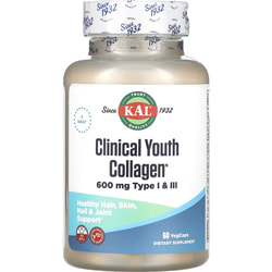 Колаген омолоджуючий KAL (Кал) Youth Collagen для поліпшенню еластичності шкіри, зменшенню зморшок та зміцненню волосся і нігтів капсули 60 шт