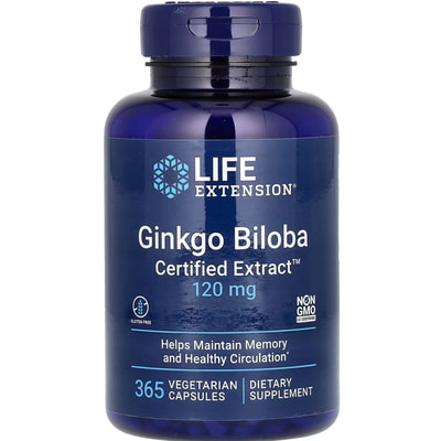 Гинкго билоба LIFE EXTENSION (Лайф Экстэншн) Ginkgo Biloba сертифицированный экстракт 120 мг капсулы 365 шт