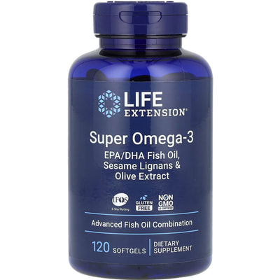 Омега-3 супер LIFE EXTENSION (Лайф Экстэншн) Super Omega-3 капсулы флакон 120 шт