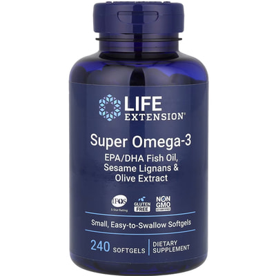 Омега-3 супер LIFE EXTENSION (Лайф Экстэншн) Super Omega-3 капсулы флакон 240 шт