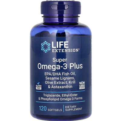 Омега-3 супер+ LIFE EXTENSION (Лайф Экстэншн) Super Omega-3 Plus капсулы флакон 120 шт