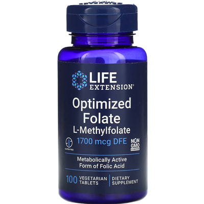 Фолат оптимизированный LIFE EXTENSION (Лайф Экстэншн) Optimized Folate 1700мкг DFE таблетки флакон 100 шт