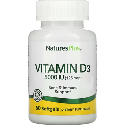 Вітамін D3 NATURES PLUS (Натурес плюс) Vitamin D3 125 мкг (5000 МО) капсули 60 шт