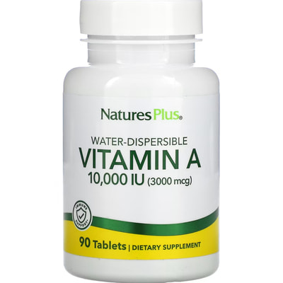 Витамин А NATURES PLUS (Натурес плюс) Vitamin A водорастворимый 10000 МЕ (3000 мкг) таблетки 90 шт