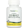 Вітамін D3 та К2 NATURES PLUS (Натурес плюс) Vitamin D3/Vitamin К2 1000 МО/100 мкг капсули 90 шт