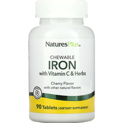 Залізо з вітаміном C NATURES PLUS (Натурес плюс) Chewable Iron вишневий смак таблетки жувальні флакон 90 шт