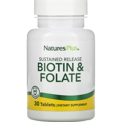 Фолиевая кислота и биотин NATURES PLUS (Натурес плюс) Biotin & Folic Acid таблетки пролонгированного действия 30 шт