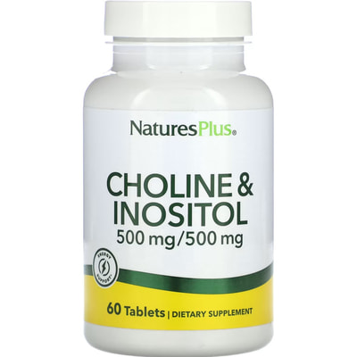 Холин и инозитол NATURES PLUS (Натурес плюс) Choline & Inositol 500 мг/500 мг таблетки флакон 60 шт