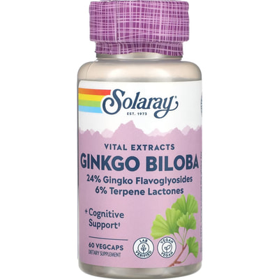 Гінкго білоба SOLARAY (Солорай) Ginkgo Biloba Leaf Extract 60 мг капсули флакон 60 шт