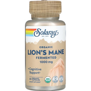 Ежовик гребенчатый SOLARAY (Солорай) Lion's Mane органик ферментированный 1000 мг капсулы флакон 60 шт