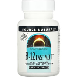 Витамин В12 SOURCE NATURALS (Сорс Нейчералс) B-12 Fast Melt таблетки 5 мг флакон 60 шт