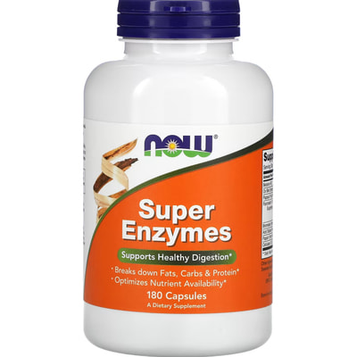 Ферменты для пищеварения NOW (Нау) Super Enzymes капсулы флакон 180 шт