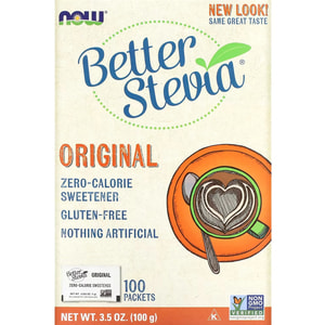 Стевія NOW (Нау) Better Stevia рідкий підсолоджувач з нульовою калорійністю оригінал порошок в пакетах по 1 г 100 шт (100 г)