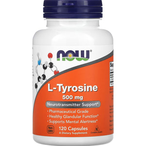 Тирозин NOW (Нау) L-Tyrosine капсулы по 500 мг флакон 120 шт