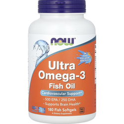 Омега-3 Ультра NOW (Нау) Ultra Omega-3 500 ЕПК /250 ДГК капсулы флакон 180 шт