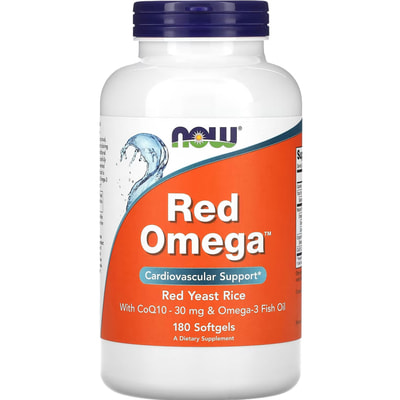 Рис красный, омега и коэнзим Q10 NOW (Нау) Red Omega 30 мг капсулы флакон 180 шт