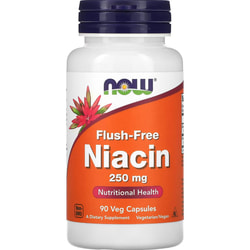 Ниацин (Витамин В3) NOW (Нау) Flush-Free Niacin 250 мг капсулы флакон 90 шт