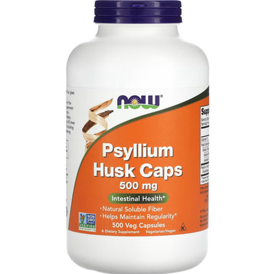 Подорожник шелуха NOW (Нау) Psyllium Husk 500 мг капсулы флакон 500 шт