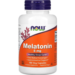 Мелатонин NOW (Нау) Melatonin 5 mg для улучшения сна капсулы флакон 180 шт