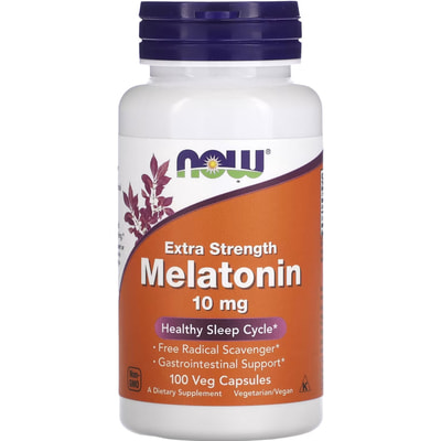 Мелатонін NOW (Нау) Melatonin 10 mg додаткова сила для покращенню сну капсули флакон 100 шт