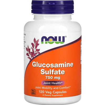 Глюкозамин NOW (Нау) Glucosamine 750 mg капсулы для хрящевых тканей суставов по 750 мг флакон 120 шт