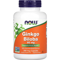 Гинкго Билоба NOW (Нау) Ginkgo Biloba 60 mg капсулы по 60 мг поддерживает здоровье мозга флакон 240 шт