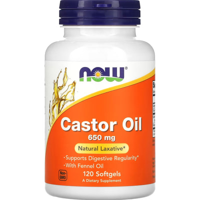 Касторовое масло NOW (Нау) Castor Oil 650 мг капсулы флакон 120 шт