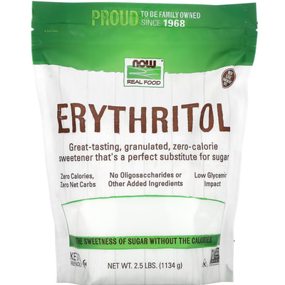 Эритритол (сахарозаменитель) NOW (Нау) Erythritol Real Food порошок 1134 г