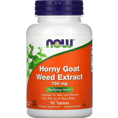 Горянка с макой NOW (Нау) Horny Goat Weed 750 мг таблетки флакон 90 шт