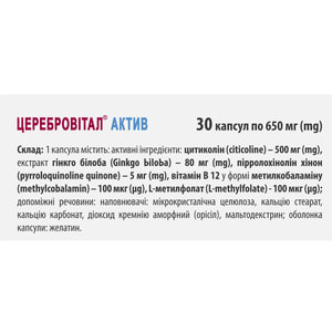 Церебровитал Актив капсулы для улучшения памяти, умственной активности, концентрации внимания 3 блистера по 10 шт