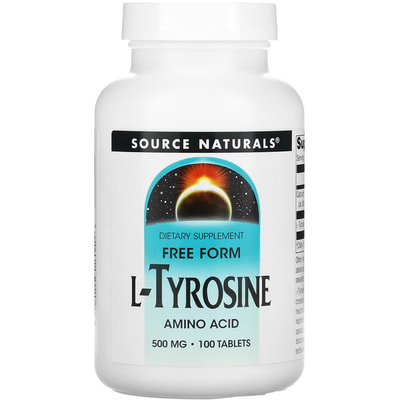 Тирозин SOURCE NATURALS (Сорс Нейчералс) L-Tyrosine 500 мг таблетки флакон 100 шт