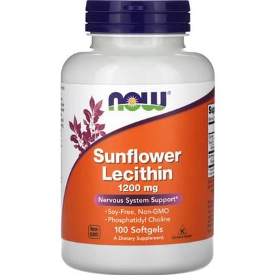 Лецитин подсолнечный 1200 мг NOW (Нау) Sunflower Lecithin 1200 mg капсулы флакон 100 шт