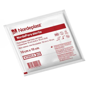 Пов'язка медична Nordeplast (Нордпласт) пластирна неткана стерильна розмір 10 см х10 см 1 шт