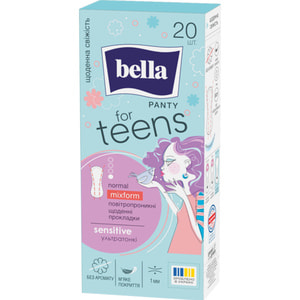Прокладки ежедневные женские BELLA (Белла) For Teens Sensitive Normal Mixform (Фо Тинс Сенсетив Нормал Миксформ) 20 шт